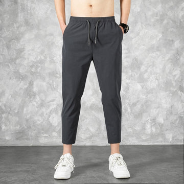 Korean Ice Silk Men'S Summer Thin Fashion Brand Loose And Versatile Quick Dry Casual Pants 9-Point Sports Trousers Boy aidase-shop